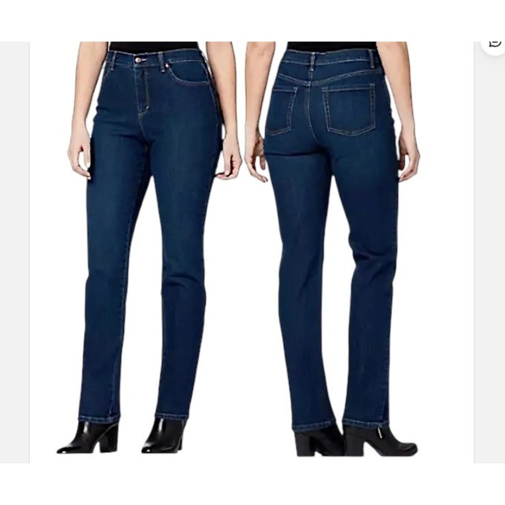 Gloria Vanderbilt Amanda Blue Jeans 12 Stretch Skinny Fit 14" Wide Leg High Rise